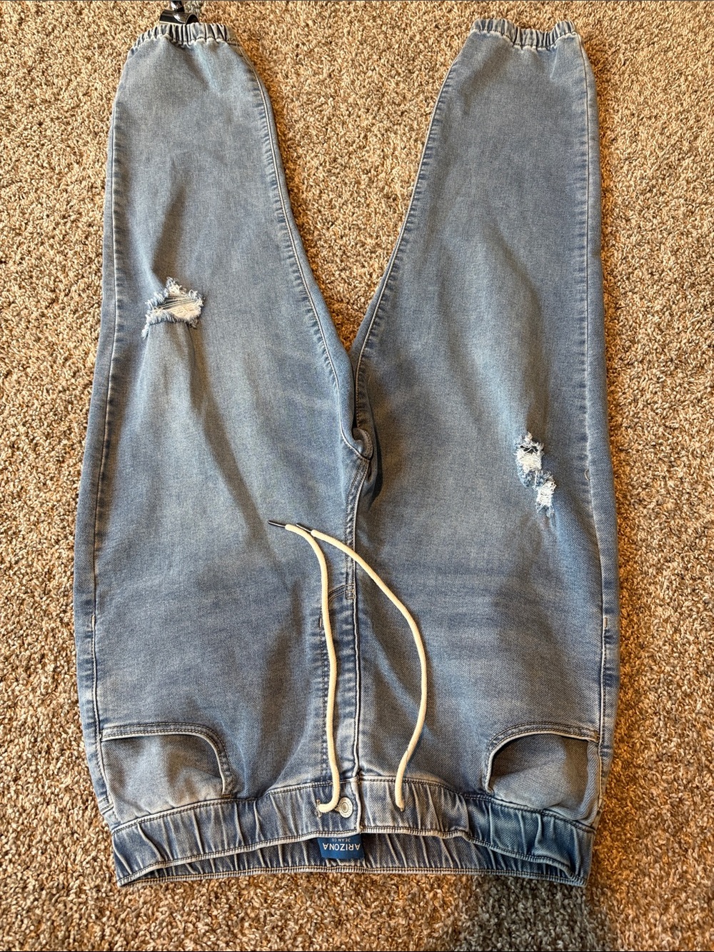 Arizona Jean Company Light Blue Distressed Boyfriend Jogger Jeans